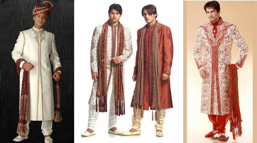 Sherwani, size 40, cream + gold